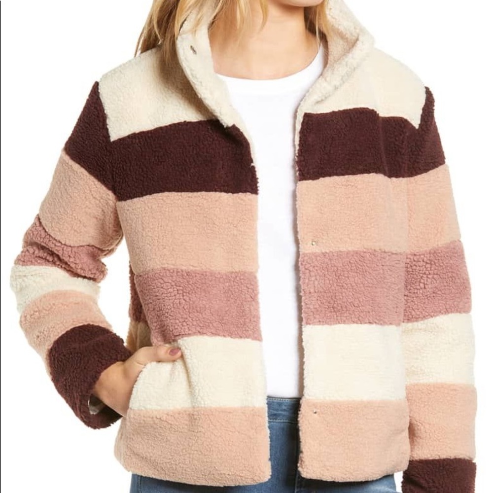 BP Faux Shirling Stripe Coat